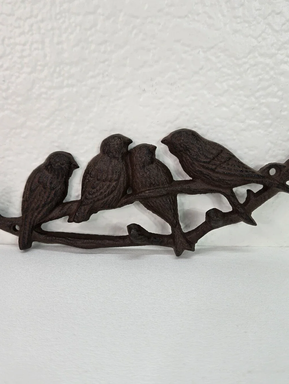 VTG Cast Iron 4 Birds Tree Branch Wall Hook‎ Key Coat Hanger Cottagecore Rustic